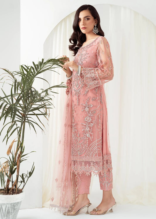 HEER -3PC FULLY EMBROIDERED FANCY NET DRESS WITH HEAVY EMBROIDERED NET DUPATTA- FPW-24