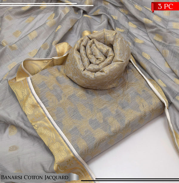 BANARSI COTTON JACQUARD 3 PIECE SUIT
