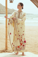 CROSS STITCH CREWEL CREAM-3PC (SHIRT, DUPATTA & TROUSER)