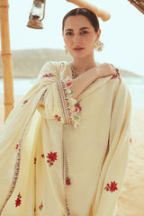 CROSS STITCH CREWEL CREAM-3PC (SHIRT, DUPATTA & TROUSER)