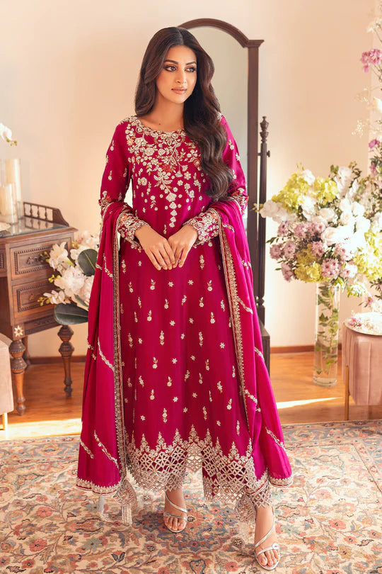 SUNNiA MANAHiL - 3pc Heavy Embroidered Dhanak Stuff - FW- 19