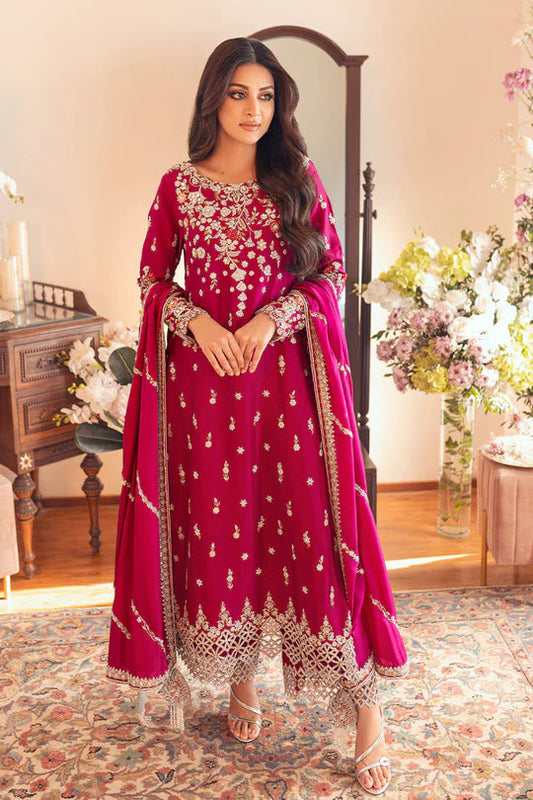 SUNNiA MANAHiL - 3pc Heavy Embroidered Dhanak Stuff - FW- 19