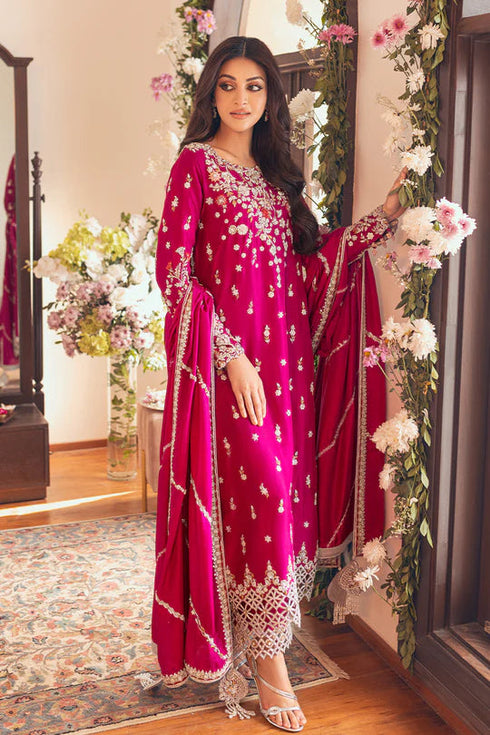 SUNNiA MANAHiL - 3pc Heavy Embroidered Dhanak Stuff - FW- 19