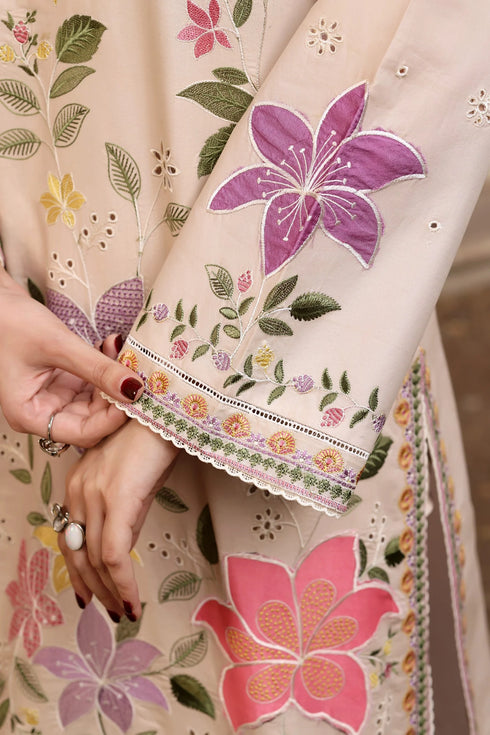ANEELAS-3PC LAWN EMBROIDERED SHIRT WITH KHAADI NET PRINTED DUPATTA & EMB TROUSER FCO-281