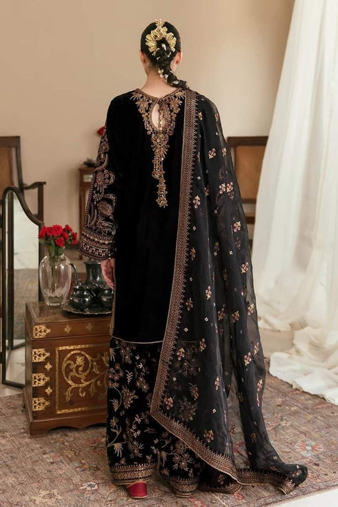 BAROQUE -3PC FULLY HEAVY EMBROIDERED FANCY VELVET DRESS WITH CUTWORK HEAVY EMBROIDED ORGANZA DUPATTA- FPW-29