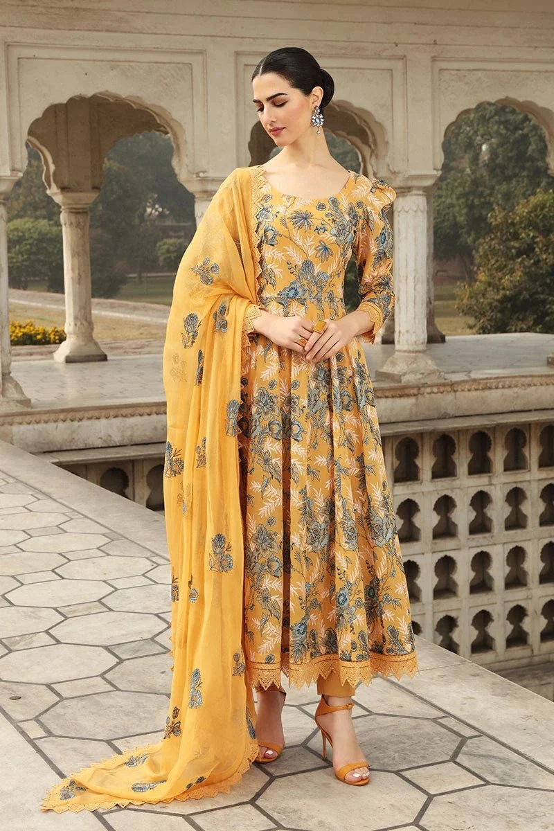BAREEZE-3PC EMBROIDED LAWN DRESS WITH EMBROIDED CHIFFON DUPATTA- B-001