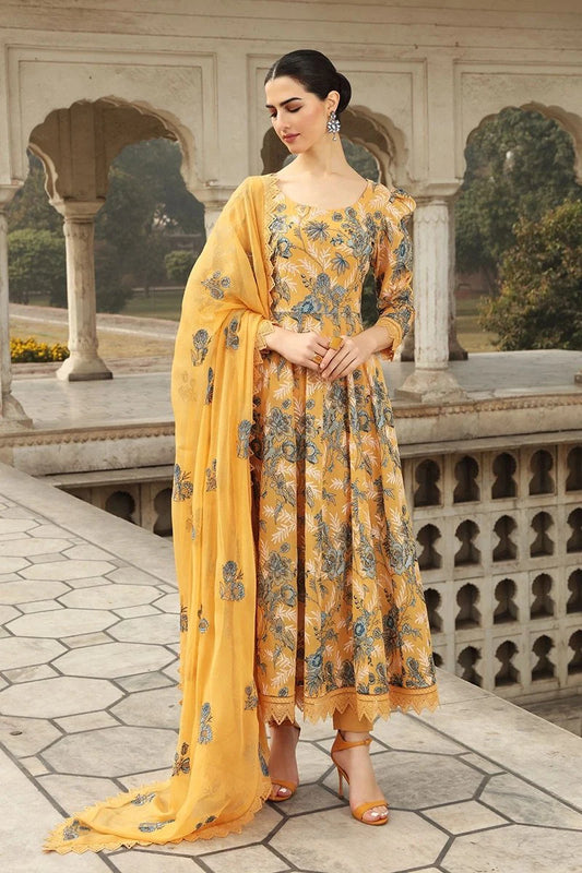 BAREEZE-3PC EMBROIDED LAWN DRESS WITH EMBROIDED CHIFFON DUPATTA- B-001