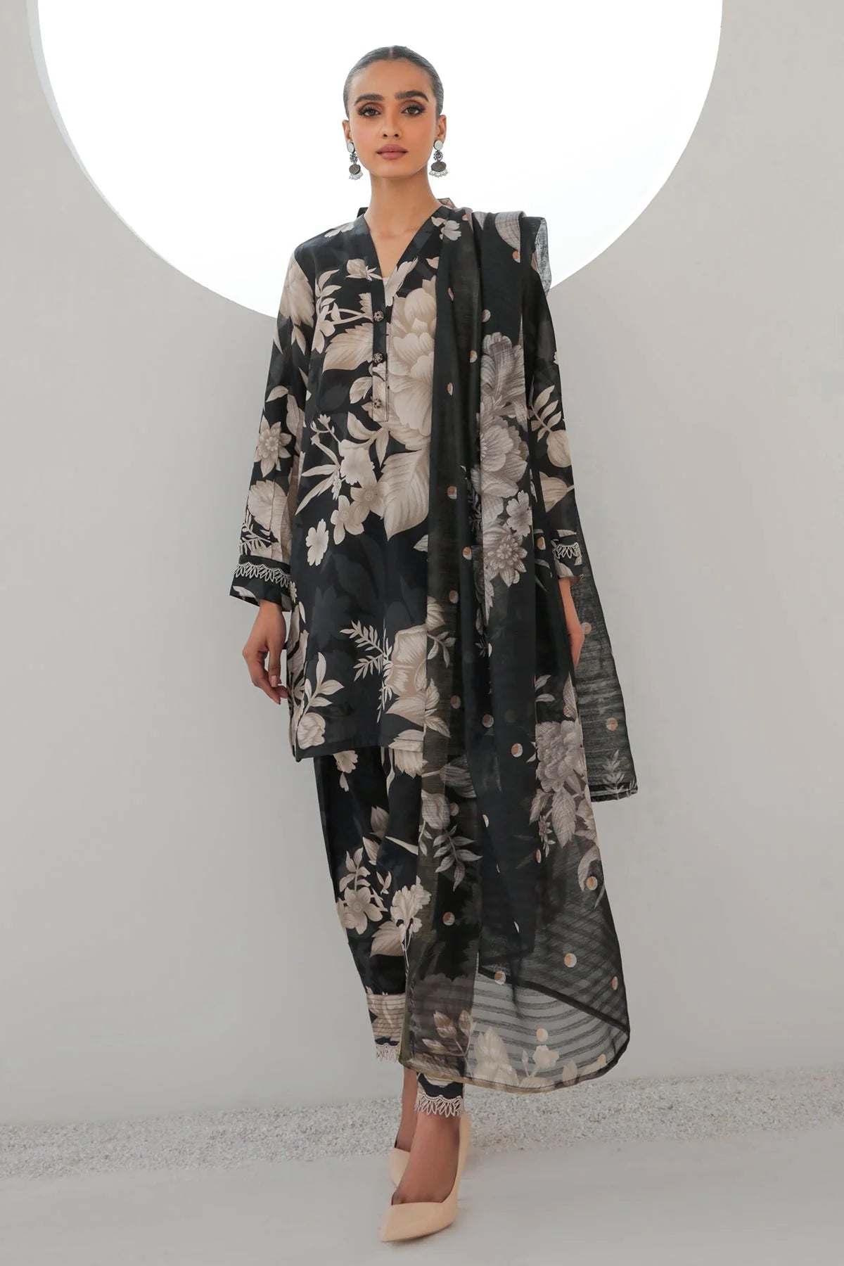 BAROQUE -3PC PRINTED LAWN DRESS WTIH SILK DUPATTA- FCP-51