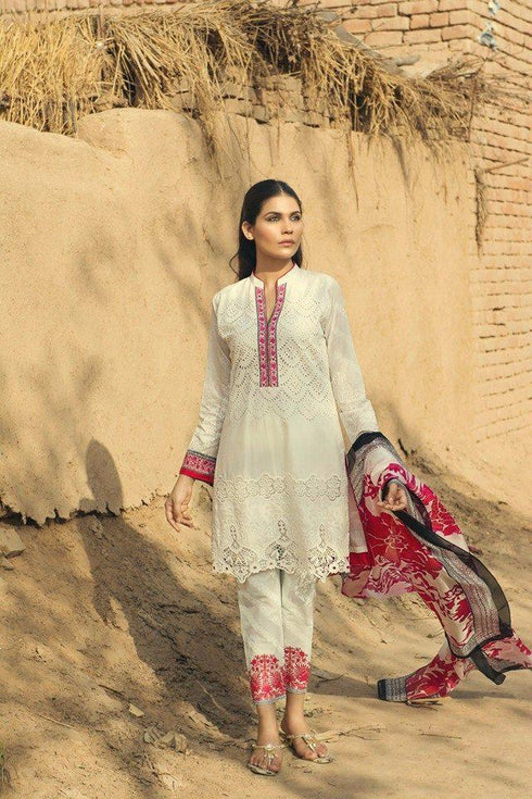SANA SAFFINAZ -3PC EMBROIDERED SHIRT AND LAWN TROUSER WITH PRINTED SILK DUPPATA FCF-011