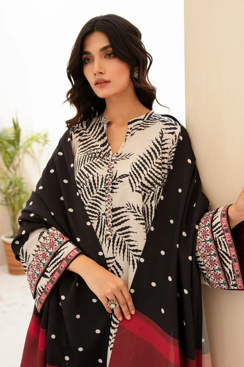 BAROQUE - 3PC KARANDIPRINTED SHIRT WITH KARANDI PRINTED SHAWL- FW-07
