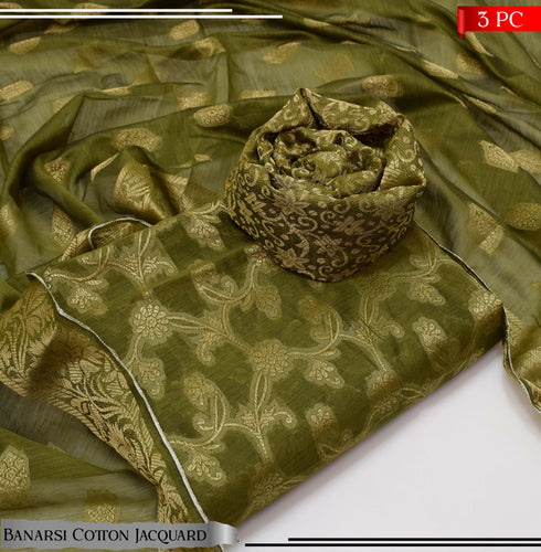 BANARSI COTTON JACQUARD 3 PIECE SUIT