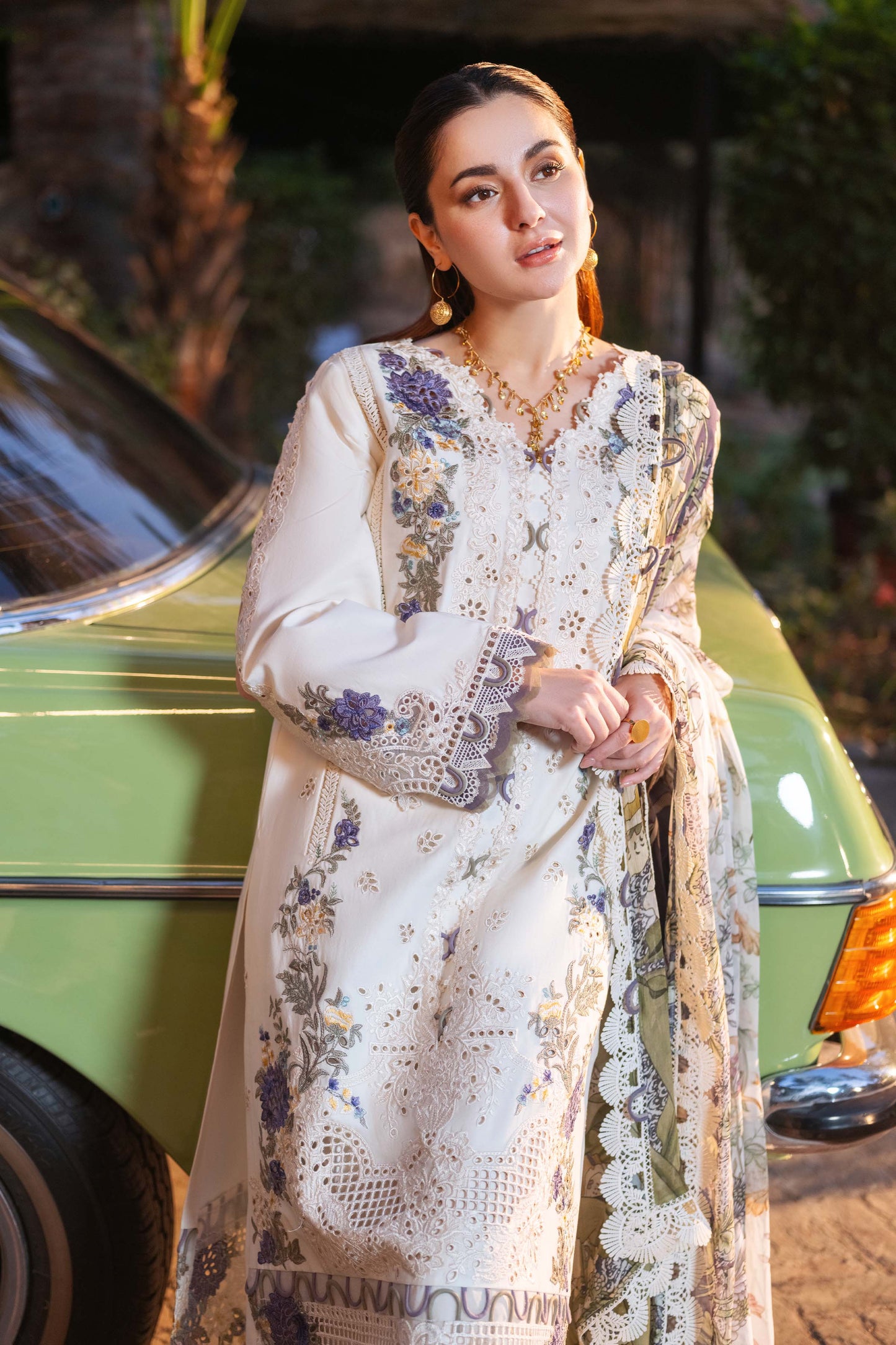 JADE-3PC DHANAK EMBROIDERED SHIRT WITH COUTRAI PRINTED SHAWL & DHANAK TOUSER-FW-15