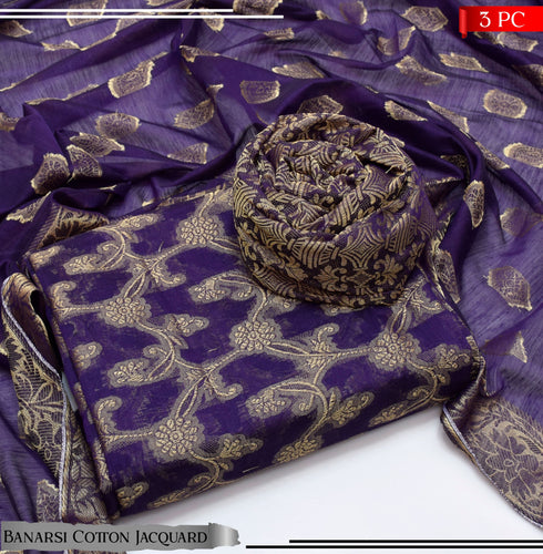 BANARSI COTTON JACQUARD 3 PIECE SUIT