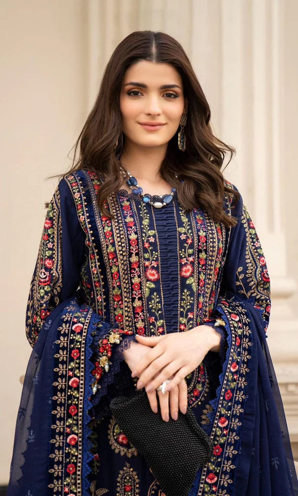 MARIA B -3PC EMBROIDED LAWN DRESS WITH EMBROIDED CHIFFON DUPATTA FCF-004