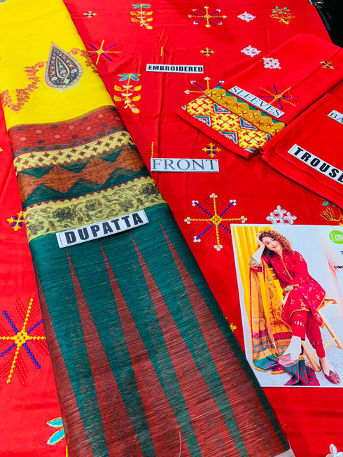 BATIK - 3PC LAWN EMBROIDERED SHIRT WITH ORGANZA PRINTED DUPATTA - FCO-28