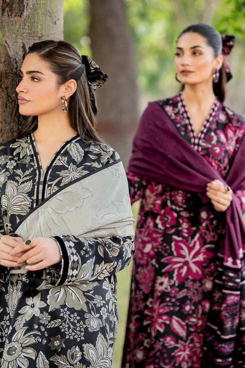BAROQUE -3PC PRINTED KARANDI WITH PRINTED KARANDI SHAWL-FW-92