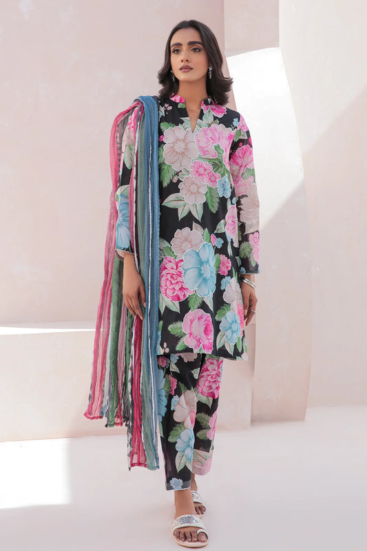 BAROQUE -3PC PRINTED LAWN DRESS WITH SILK DUPATTA- FP-39