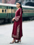 ZARA SHAHJAHAN -3PC EMBROIDERED MARINA DRESS WITH PRINTED MARINA WOOL SHAWL- FW-91