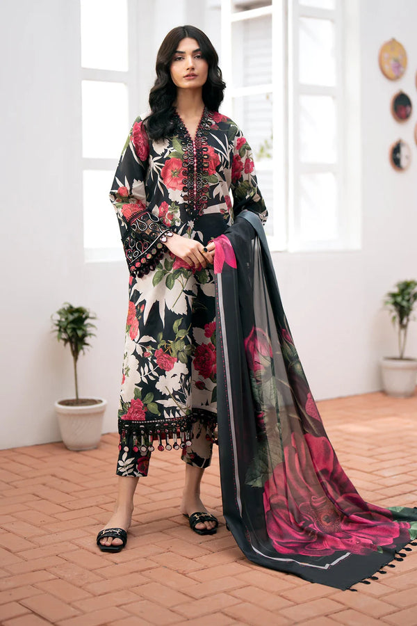 BAROQUE -3PC PRINTED KARANDI WITH PRINTED KARANDI SHAWL- FW-96