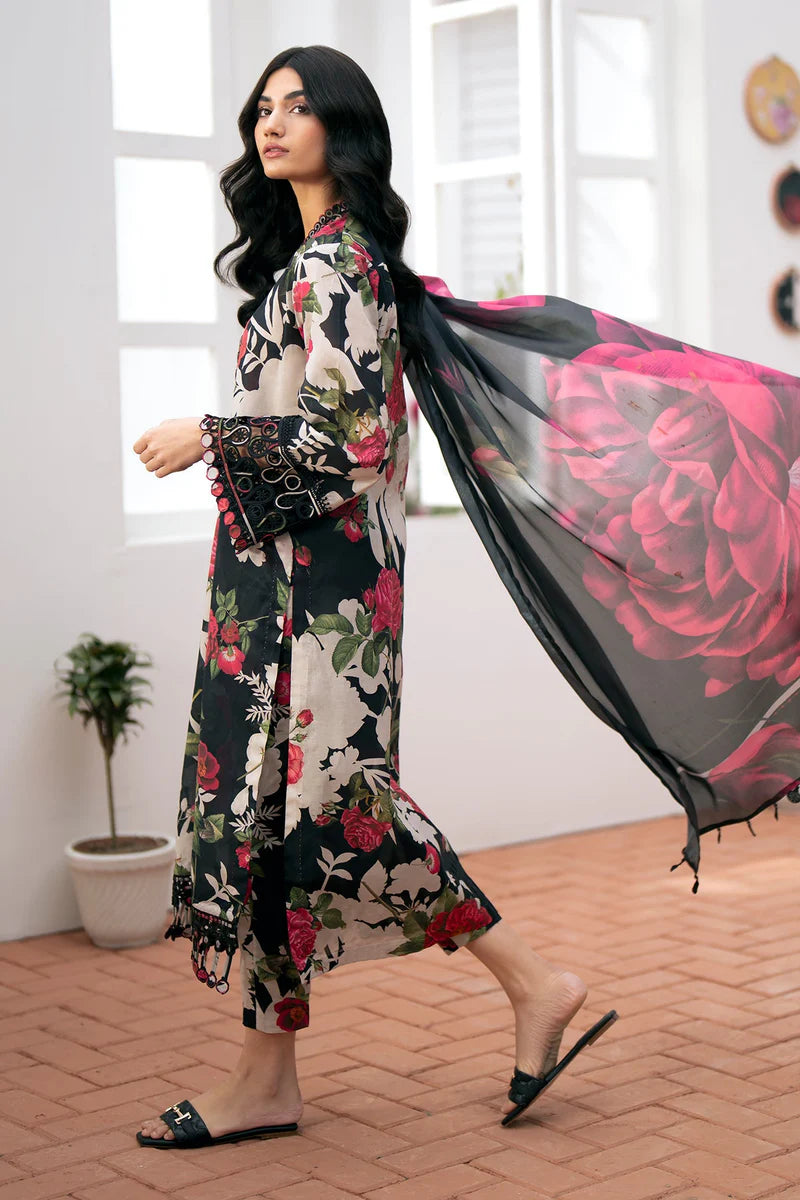BAROQUE -3PC PRINTED KARANDI WITH PRINTED KARANDI SHAWL- FW-96