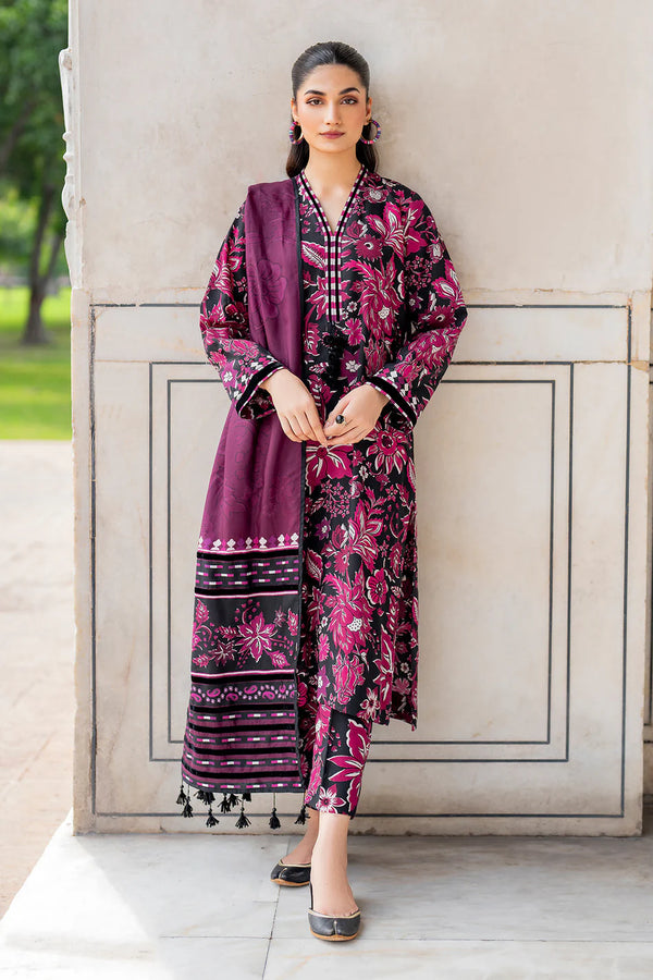 BAROQUE -3PC PRINTED KARANDI WITH PRINTED KARANDI SHAWL-FW-92