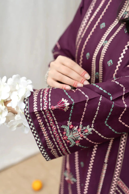 URGE -2PC EMBROIDERED DHANAK DRESS WITH DHANAK DYED TROUSER- FW-78