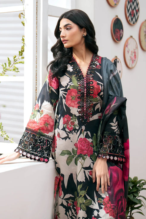 BAROQUE -3PC PRINTED KARANDI WITH PRINTED KARANDI SHAWL- FW-96