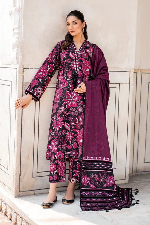 BAROQUE -3PC PRINTED KARANDI WITH PRINTED KARANDI SHAWL-FW-92