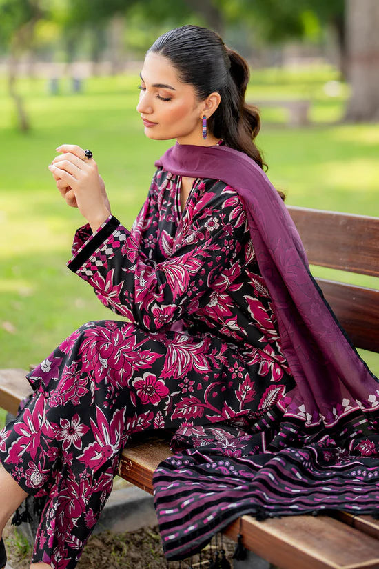CHARIZMA -3PC PRINTED KARANDI DRESS WITH KARANDI WOOL SHAWL- FC-01