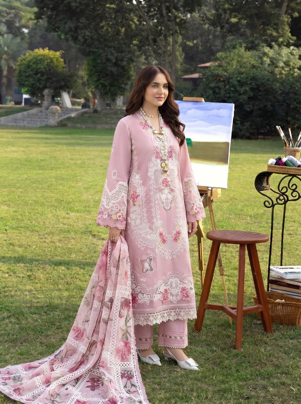FAIRY CLOTHES -3PC EMBROIDED LAWN DRESS WITH SILK FOUR SIDE EMBROIDERED DUPPATA - FCO-42 BR-1494