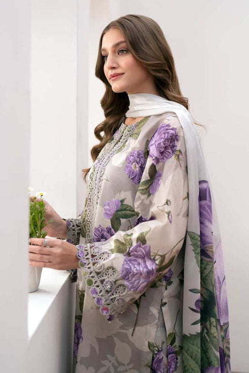 BAROQUE -3PC PRINTED KARANDI WITH PRINTED KARANDI SHAWL- FW-35