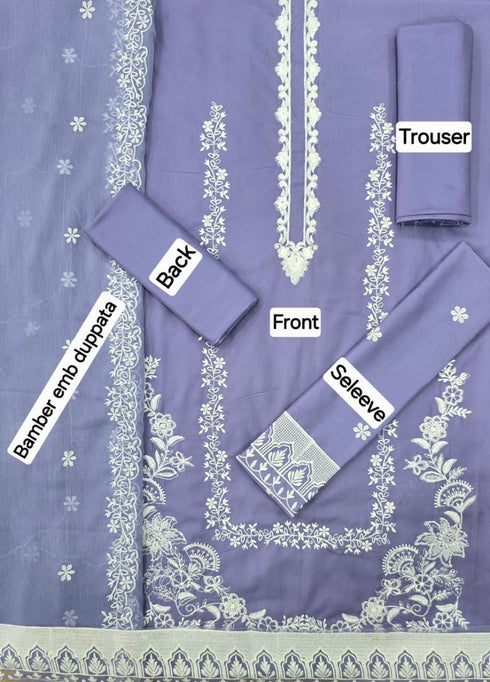 ZARQASH- 3PC DHANAK EMBROIDERED SHIRT WITH CHIFFON EMBROIDERED DUPPATA AND- FW-14