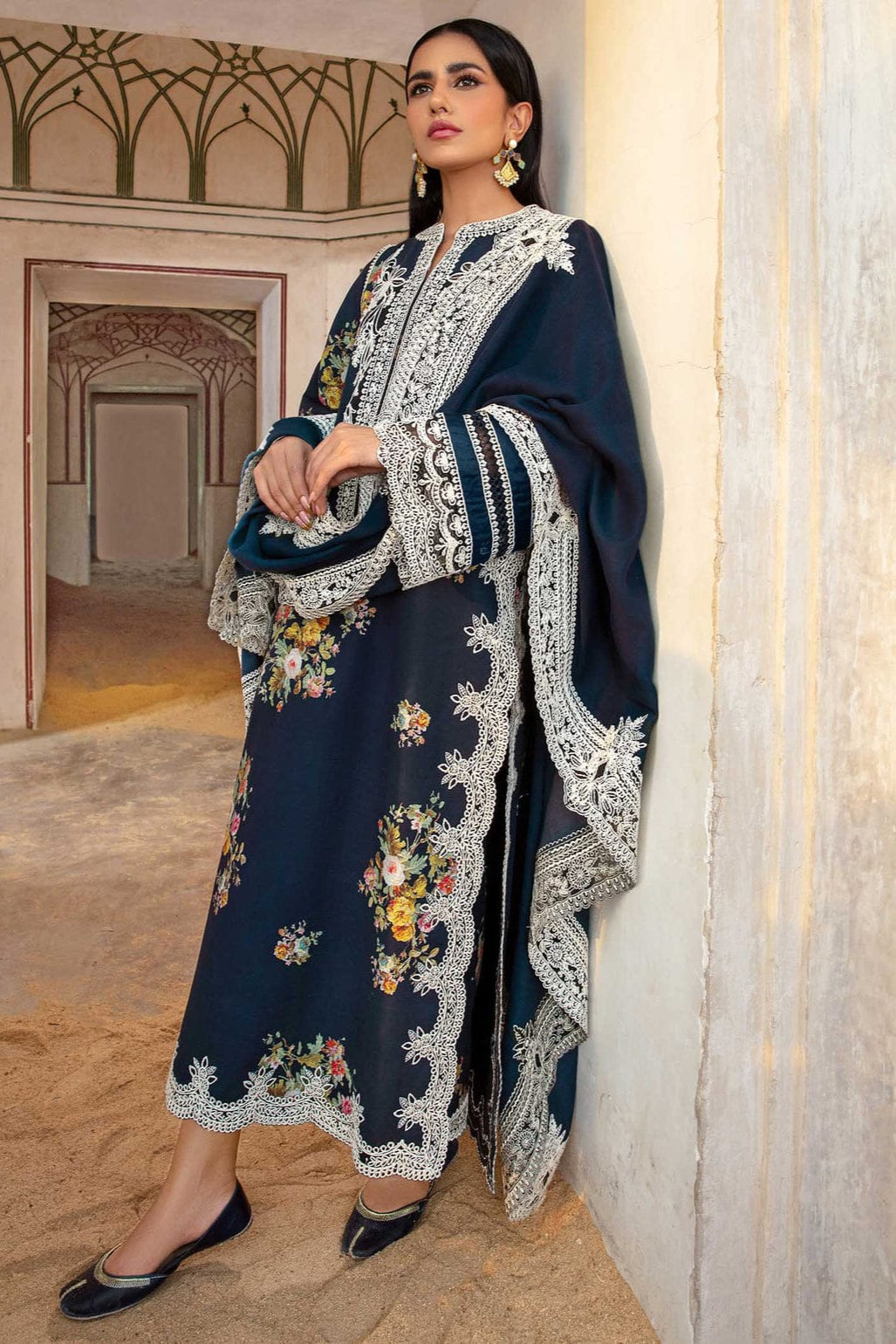 Fairy Clothes - Crimson Heavy Embroidery 3PC Dhanak Suit- FW-17