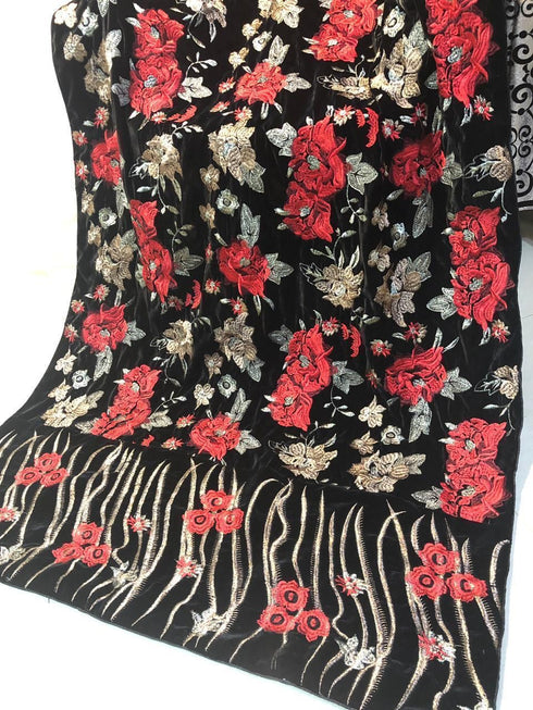 FAIRY CLOTHES -VELVET HANDMADE WITH CUTWORK SHAWL- FS-23