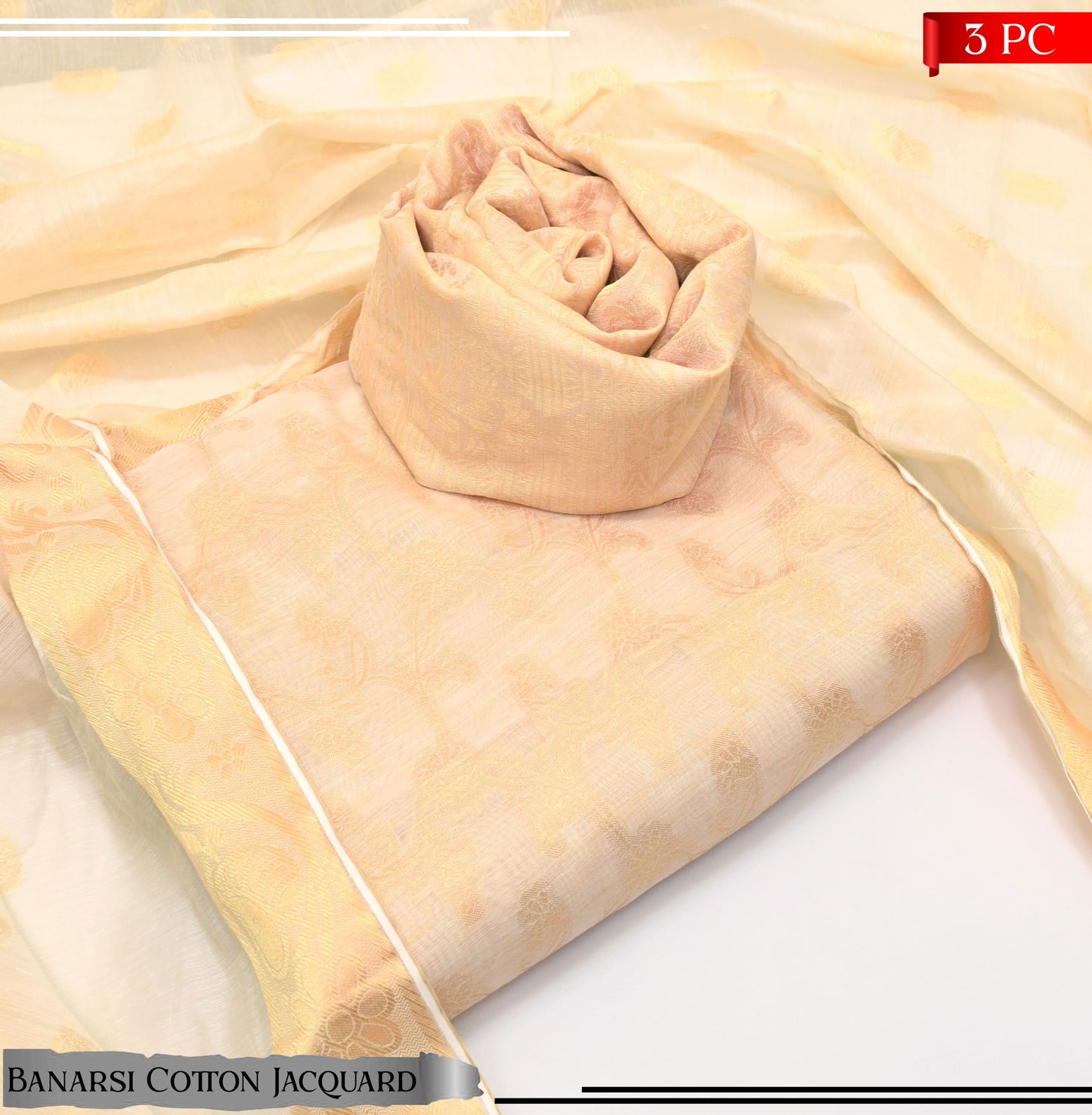 BANARSI COTTON JACQUARD 3 PIECE SUIT