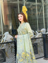Fairy Clothes -EMBROIDED CUTWORK LINEN DRESS WITH FOUR SIDE EMBROIDED COTTON ORGANZA DUPATTA FN-142