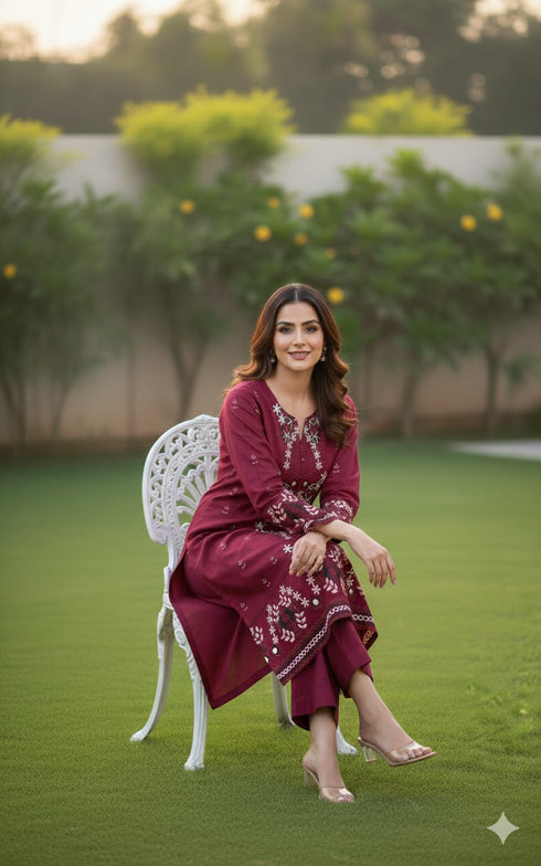 FAIRY CLOTHES -2PC EMBROIDED LAWN DRESS - FCO-27