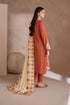 IZNIK-3PC DHANAK EMBROIDERED SHIRT WITH DHANAK EMBROIDERED SHAWL & TROUSER-FW-18