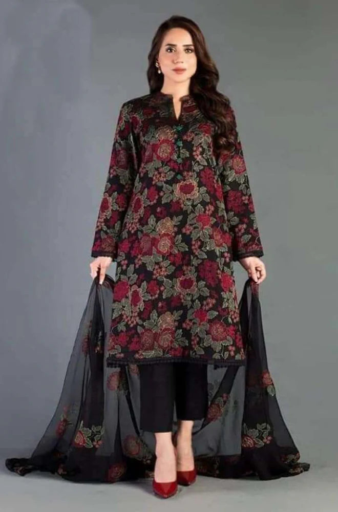 BAREEZE -3PC EMBROIDED LAWN DRESS WITH EMBROIDED CHIFFON DUPATTA- FCO-145