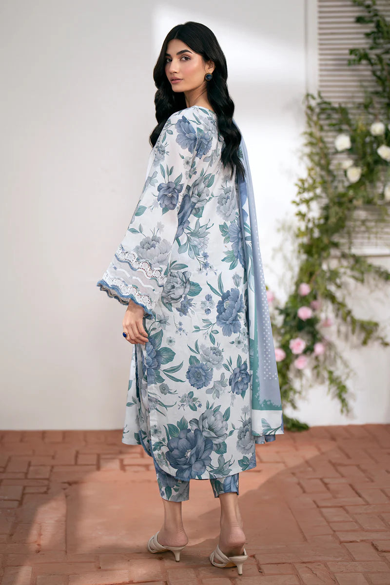 BAROQUE -3PC PRINTED KARANDI WITH PRINTED KARANDI SHAW FSW-10