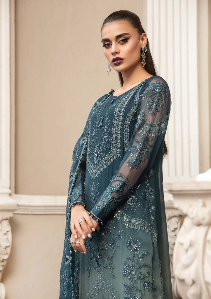 MARIA.B -3PC FANCY EMBROIDERED CHIFFON DRESS WITH FULLY HEAVY 4 SIDE EMBROIDERED CHIFFON DUPATTA- FPW-79