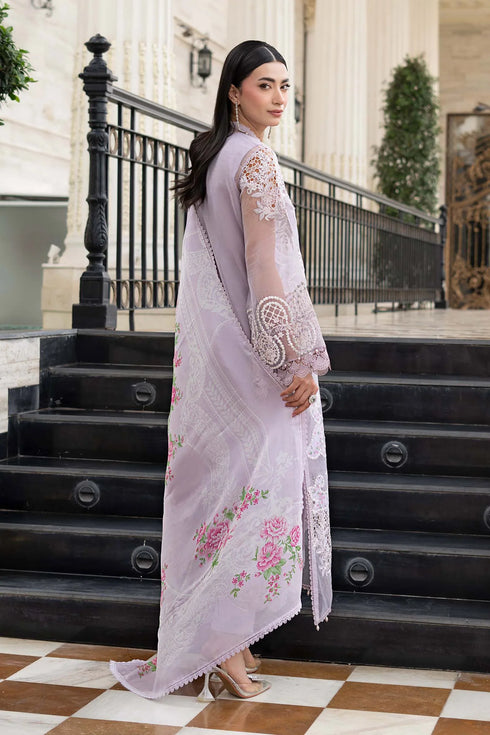 MARIA B -3PC FULLY EMBROIDERED CUTWORK LAWN DRESS WITH 4 SIDE LACED SILK DUPATTA- FN-09 BR 1517