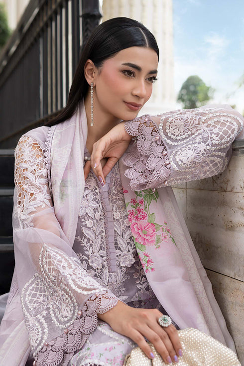 MARIA B -3PC FULLY EMBROIDERED CUTWORK LAWN DRESS WITH 4 SIDE LACED SILK DUPATTA- FN-09 BR 1517