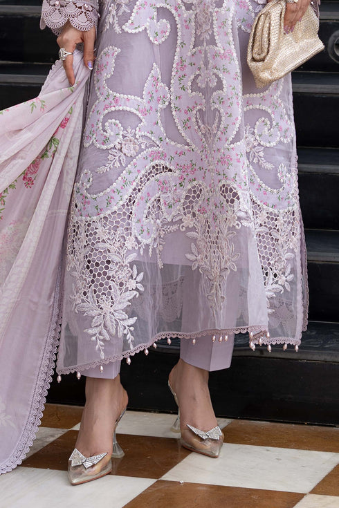 MARIA B -3PC FULLY EMBROIDERED CUTWORK LAWN DRESS WITH 4 SIDE LACED SILK DUPATTA- FN-09 BR 1517