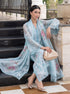 MARIA B -3PC FULLY EMBROIDERED CUTWORK LAWN DRESS WITH 4 SIDE LACED SILK DUPATTA- FN-09 BR 1517 SKY BLUE