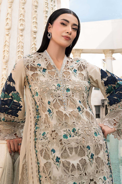 MARIA B - LAWN EMBROIDERED SHIRT WITH BARNOUT EMBROIDERED DUPPATA BR-1507 GREY