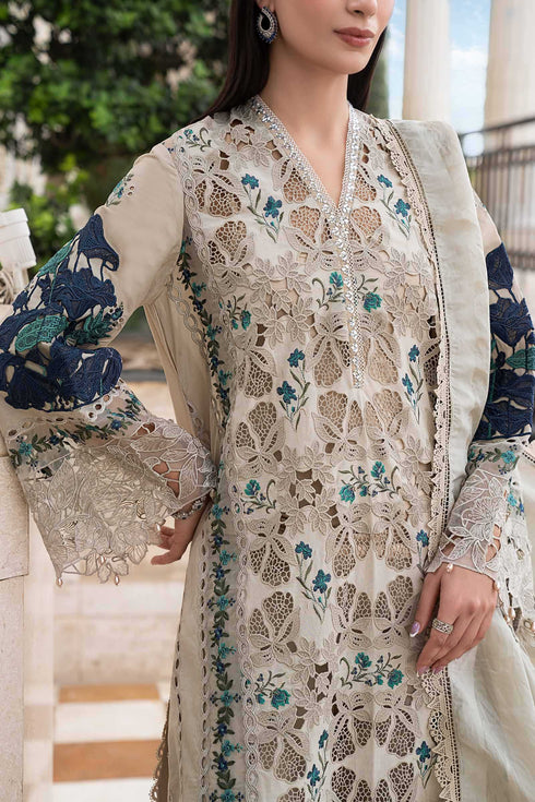 MARIA B - LAWN EMBROIDERED SHIRT WITH BARNOUT EMBROIDERED DUPPATA BR-1507 GREY
