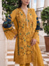 MARIA B - LAWN EMBROIDERED SHIRT WITH BARNOUT EMBROIDERED DUPPATA BR-1507 MUSTARD