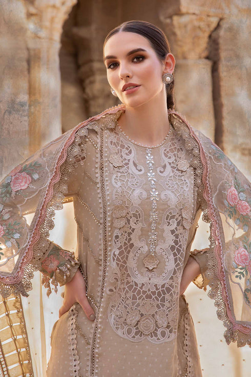 MARIA B -3PC FULLY EMBROIDERED CUTWORK LAWN DRESS WITH COTTON NET EMBROIDERED DUPATTA FCF-002