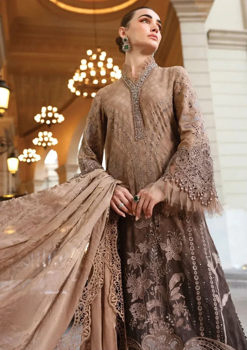 Fairy Clothes -EMBROIDED CUTWORK LINEN DRESS WITH FOUR SIDE EMBROIDED SILK DUPATTA FN-143
